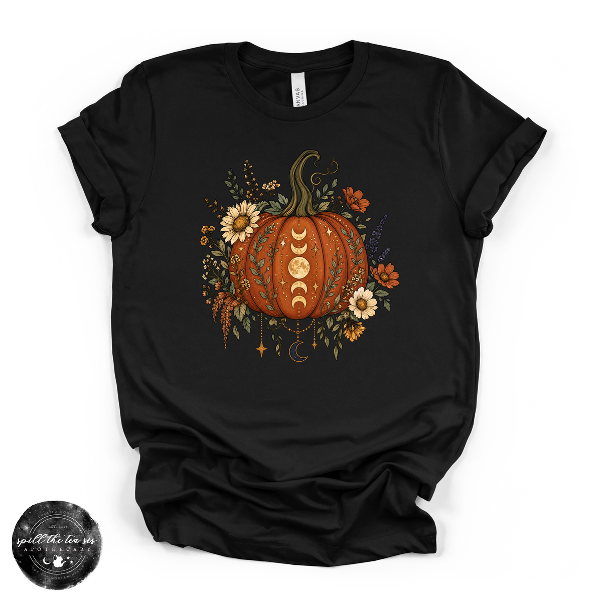 Moon Phase Pumpkin Tee | Celestial Fall Graphic T-Shirt