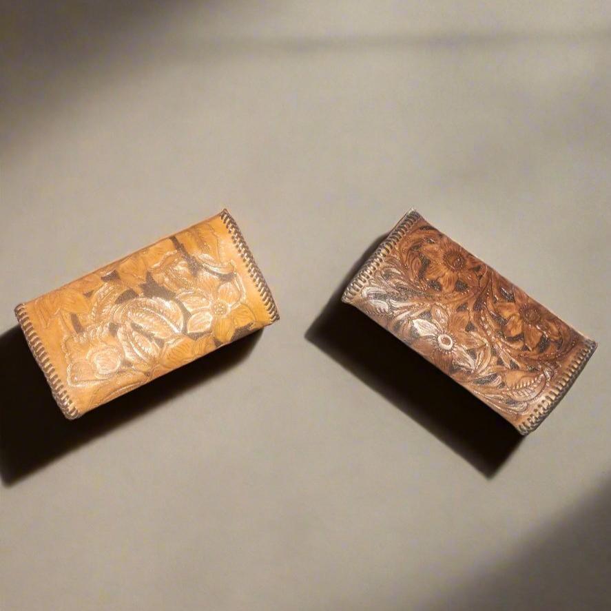 Handcrafted Brown Western Floral Leather Wallet