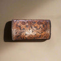 Handcrafted Brown Western Floral Leather Wallet