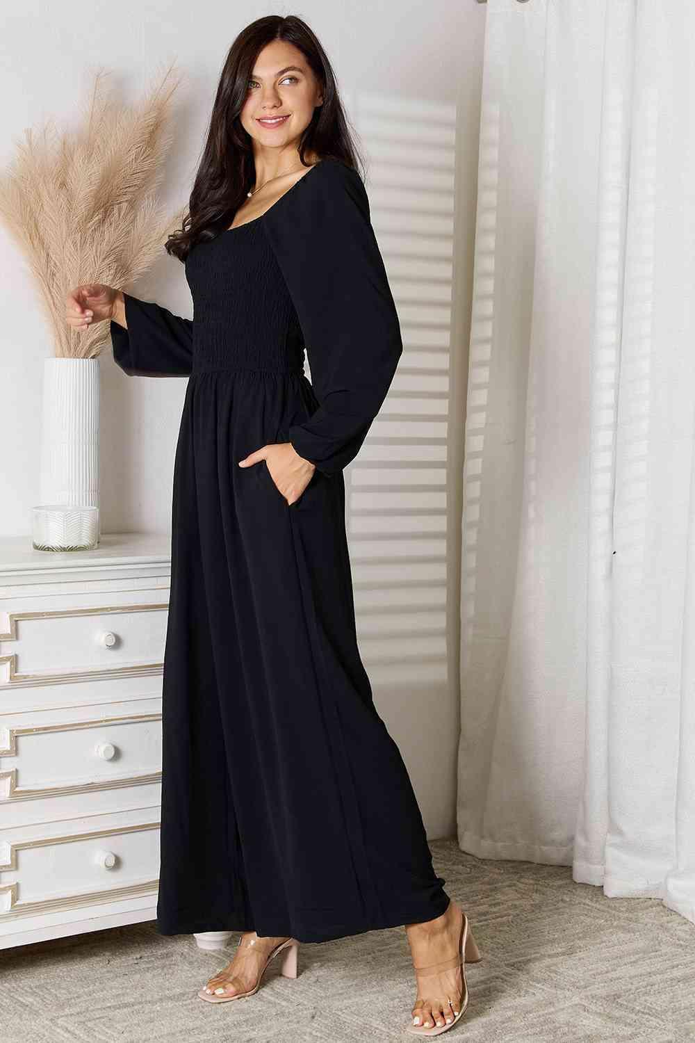 Pocketed Square Neck Jumpsuit